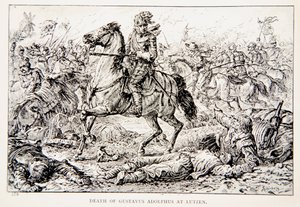 The Death of Gustavus Adolphus at Lutzen, an illustration from 